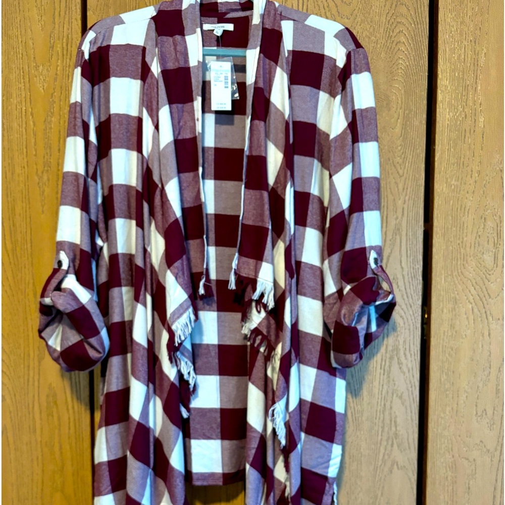 Buffalo Plaid Shawl Jacket